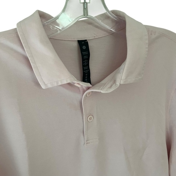 Lululemon Evolution Men’s Polo Shirt Medium Pink Blush Cotton Blend - Picture 5 of 7